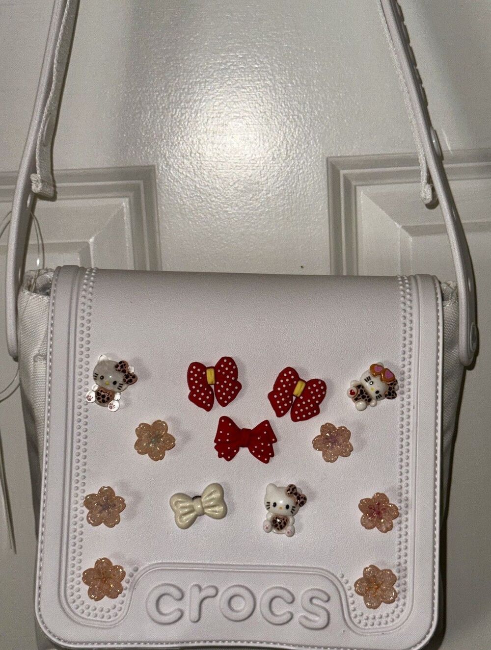 CROCS Hello Kitty embellished Crossbody BAG White